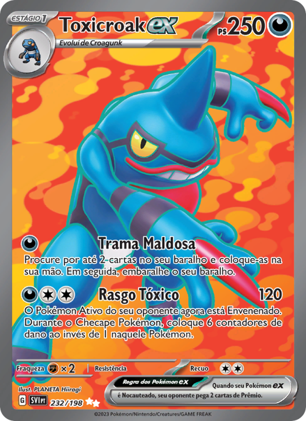 Toxicroak ex 232 — Escarlate e Violeta (Portuguese Pokémon TCG card)