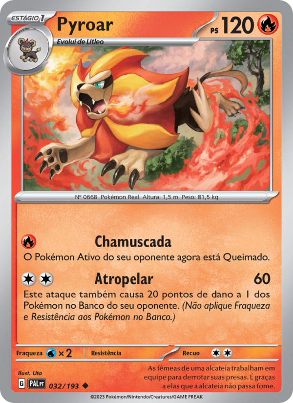 Pyroar 032 — Paldea Evolved (Portuguese Pokémon TCG card)
