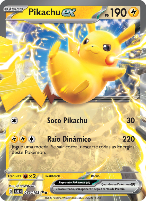 Pikachu ex 063 — Evoluções em Paldea (Portuguese Pokémon TCG card)