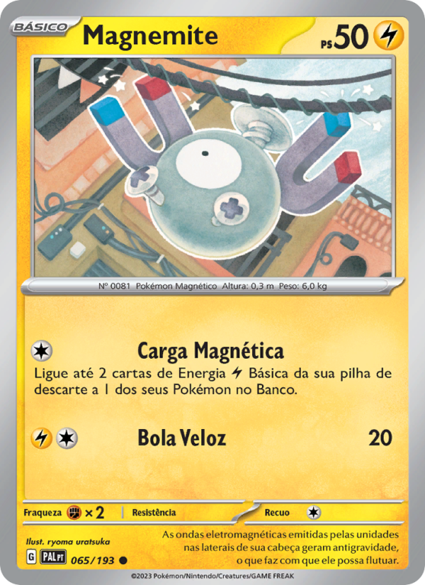 Magnemite 065 — Evoluções em Paldea (Portuguese Pokémon TCG card)