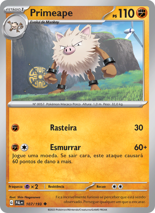 Primeape 107 — Evoluções em Paldea (Portuguese Pokémon TCG card)