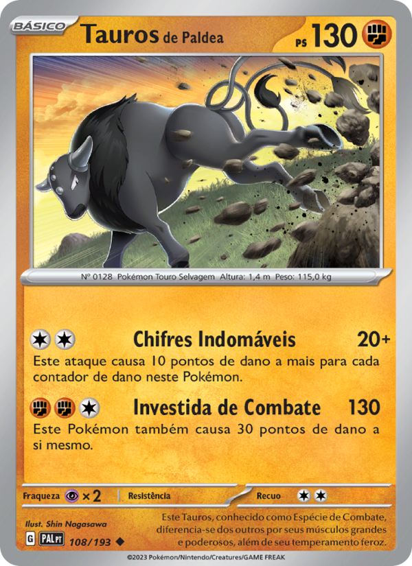 Tauros de Paldea 108 — Evoluções em Paldea (Portuguese Pokémon TCG card)