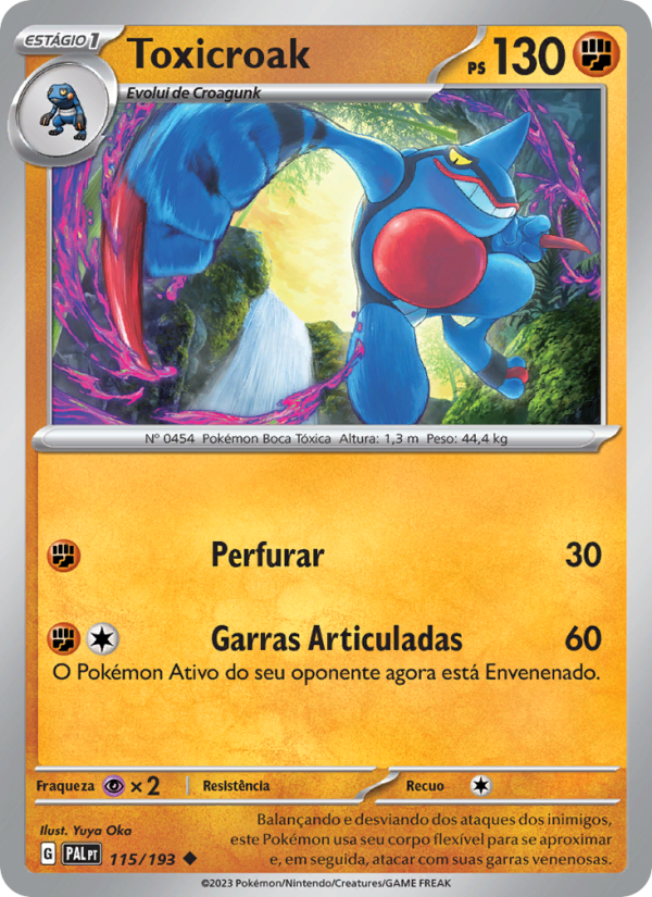 Toxicroak 115 — Paldea Evolved (Portuguese Pokémon TCG card)
