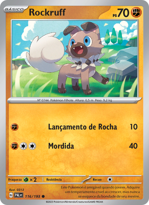 Rockruff 116 — Evoluções em Paldea (Portuguese Pokémon TCG card)