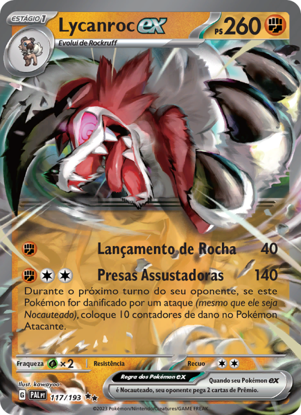 Lycanroc ex 117 — Paldea Evolved (Portuguese Pokémon TCG card)