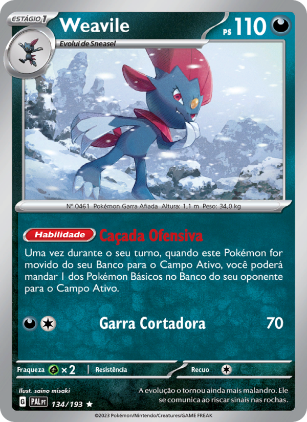 Weavile 134 — Evoluções em Paldea (Portuguese Pokémon TCG card)
