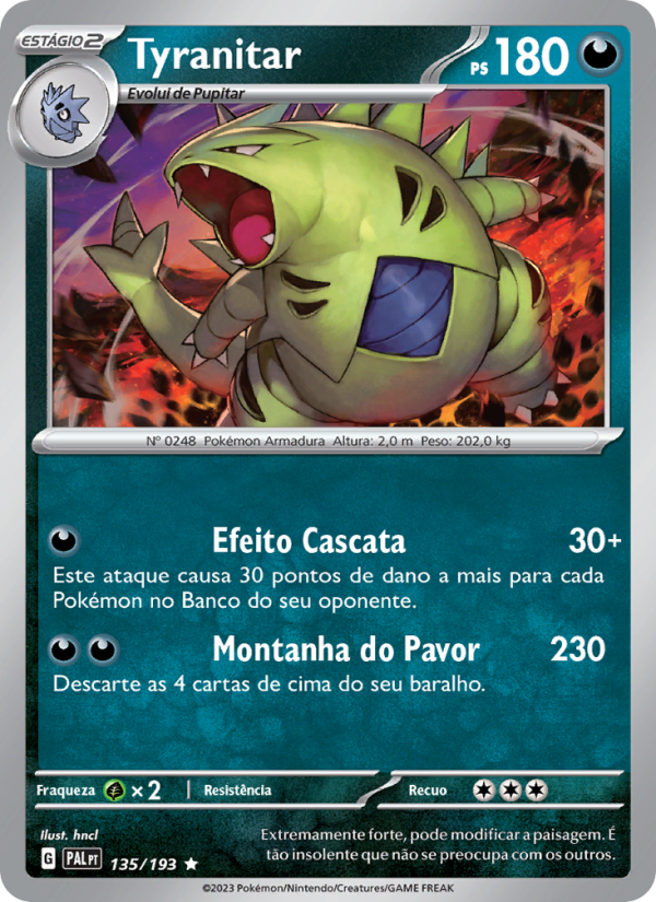 Tyranitar 135 — Evoluções em Paldea (Portuguese Pokémon TCG card)