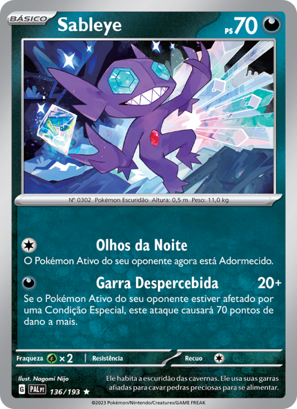 Sableye 136 — Evoluções em Paldea (Portuguese Pokémon TCG card)