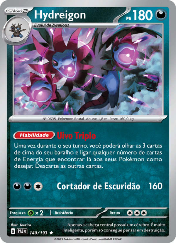 Hydreigon 140 — Evoluções em Paldea (Portuguese Pokémon TCG card)