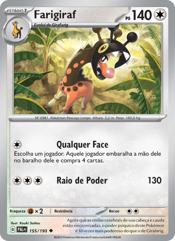Farigiraf 155 — Evoluções em Paldea (Portuguese Pokémon TCG card)