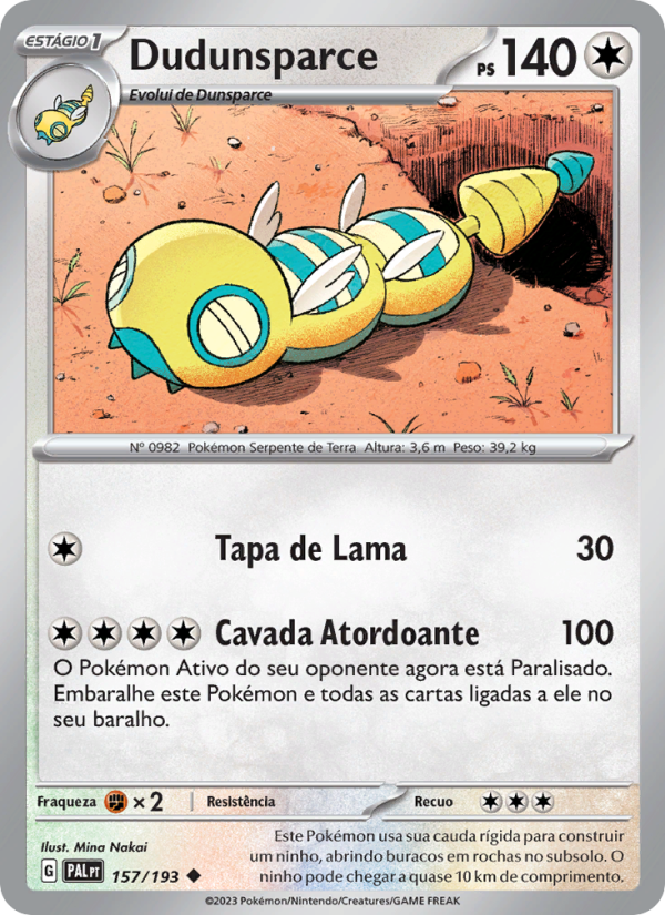 Dudunsparce 157 — Evoluções em Paldea (Portuguese Pokémon TCG card)