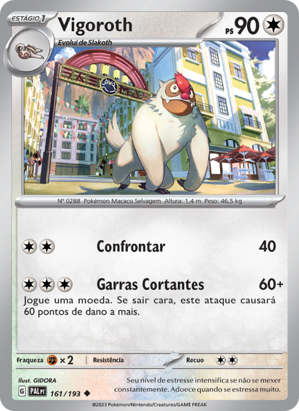Vigoroth 161 — Evoluções em Paldea (Portuguese Pokémon TCG card)