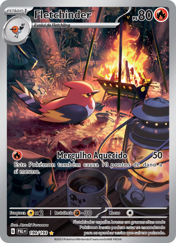 Fletchinder 199 — Evoluções em Paldea (Portuguese Pokémon TCG card)