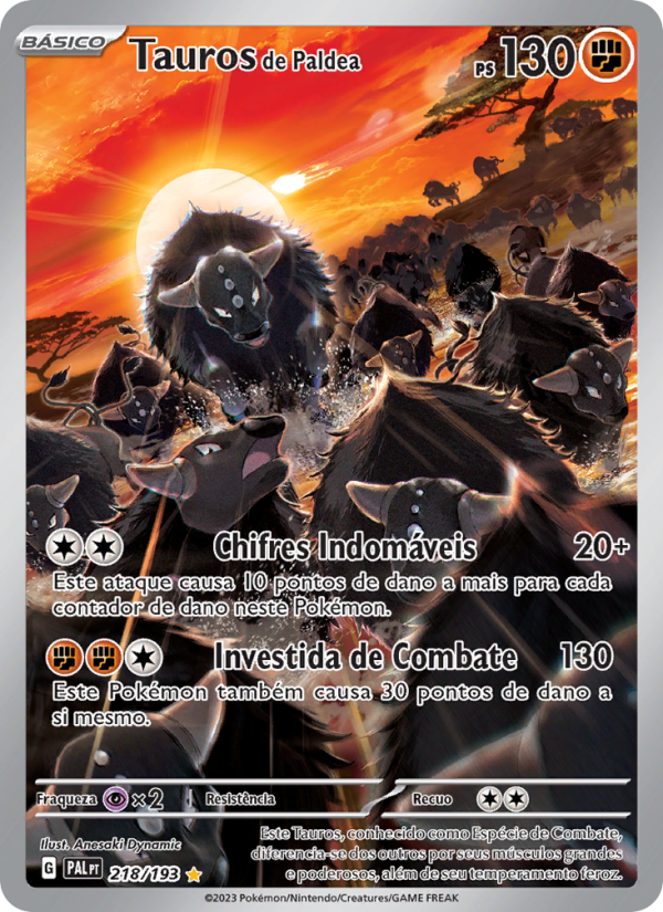 Tauros de Paldea 218 — Evoluções em Paldea (Portuguese Pokémon TCG card)