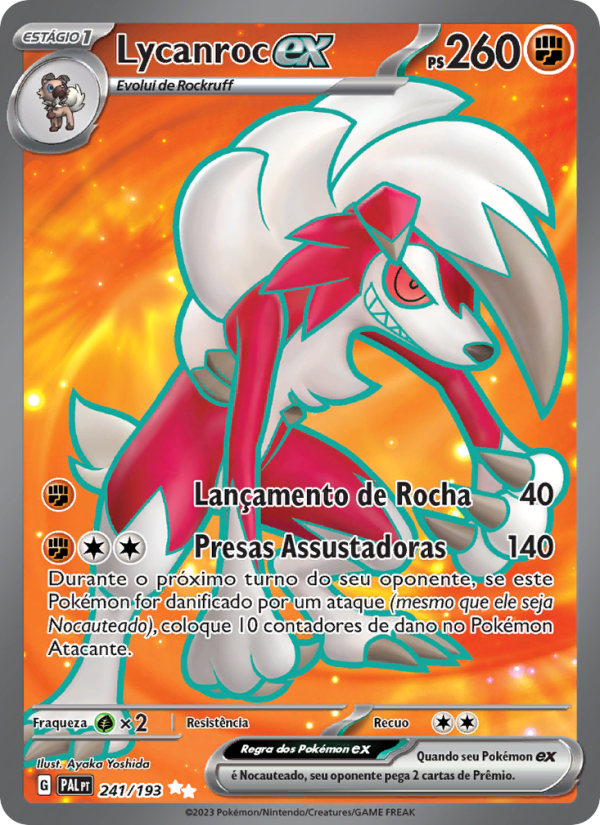 Lycanroc ex 241 — Evoluções em Paldea (Portuguese Pokémon TCG card)