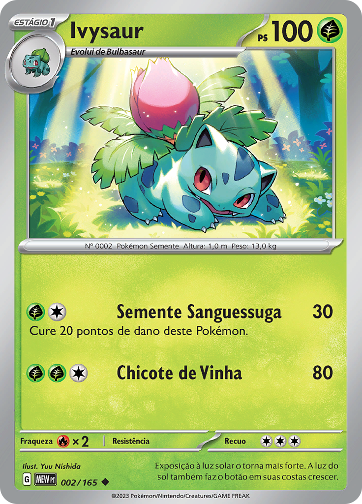 Ivysaur 002 — 151 (Portuguese Pokémon TCG card)