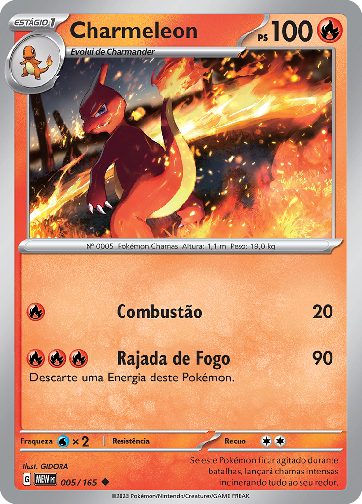 Charmeleon 005 — 151 (Portuguese Pokémon TCG card)