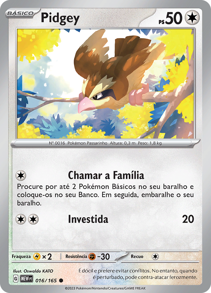 Pidgey 016 — 151 (Portuguese Pokémon TCG card)