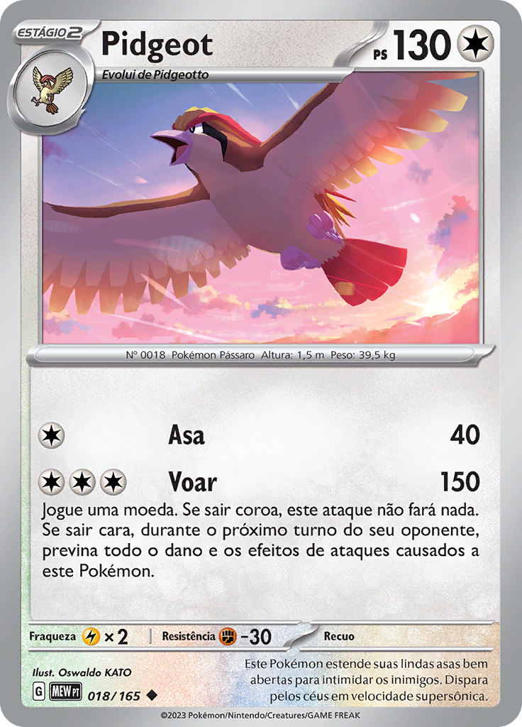 Pidgeot 018 — 151 (Portuguese Pokémon TCG card)