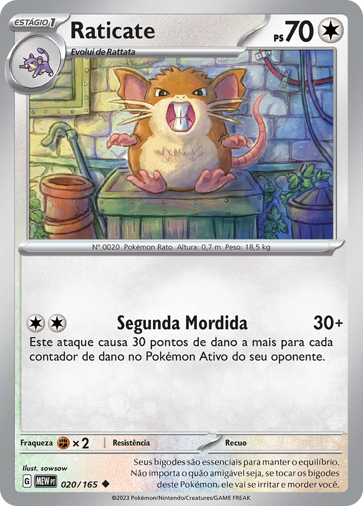 Raticate 020 — 151 (Portuguese Pokémon TCG card)
