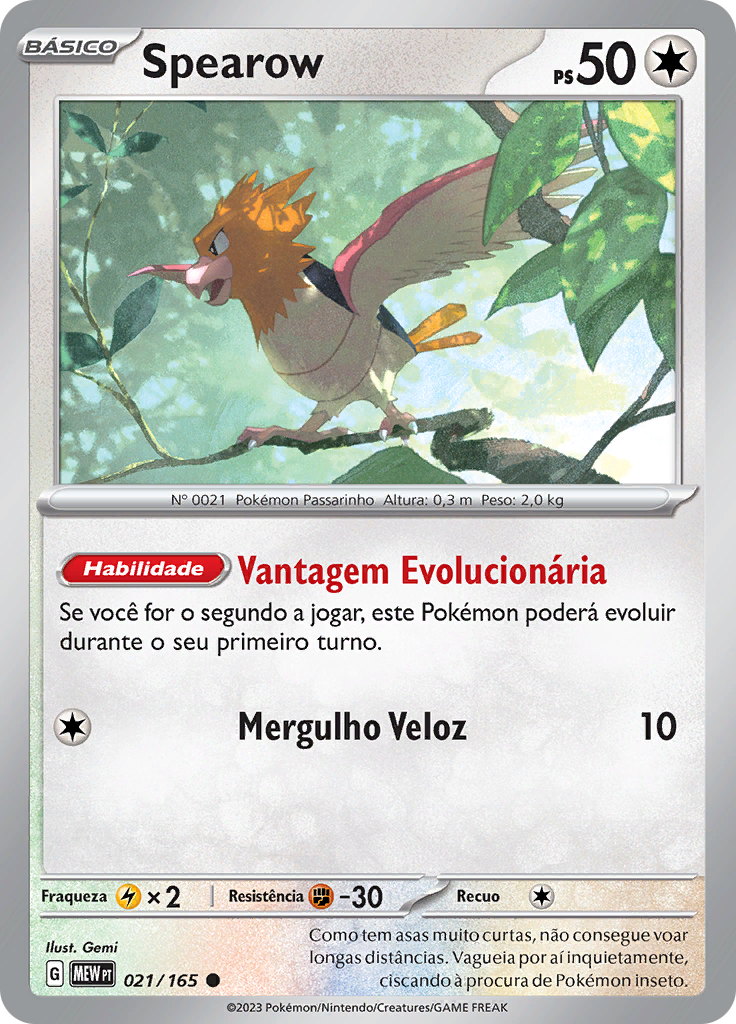 Spearow 021 — 151 (Portuguese Pokémon TCG card)