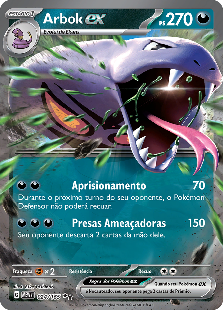Arbok ex 024 — 151 (Portuguese Pokémon TCG card)