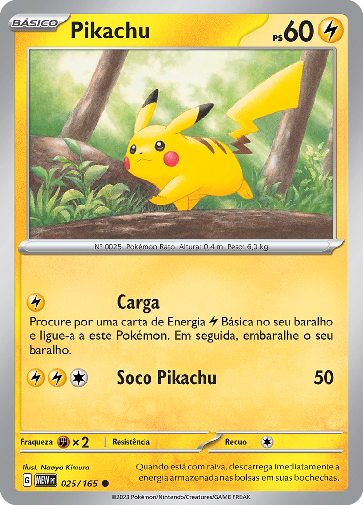 Pikachu 025 — 151 (Portuguese Pokémon TCG card)