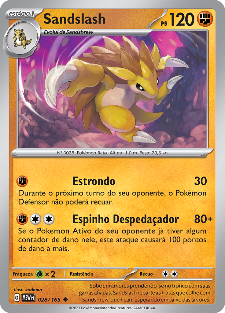 Sandslash 028 — 151 (Portuguese Pokémon TCG card)