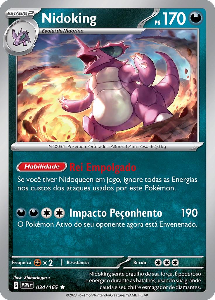 Nidoking 034 — 151 (Portuguese Pokémon TCG card)