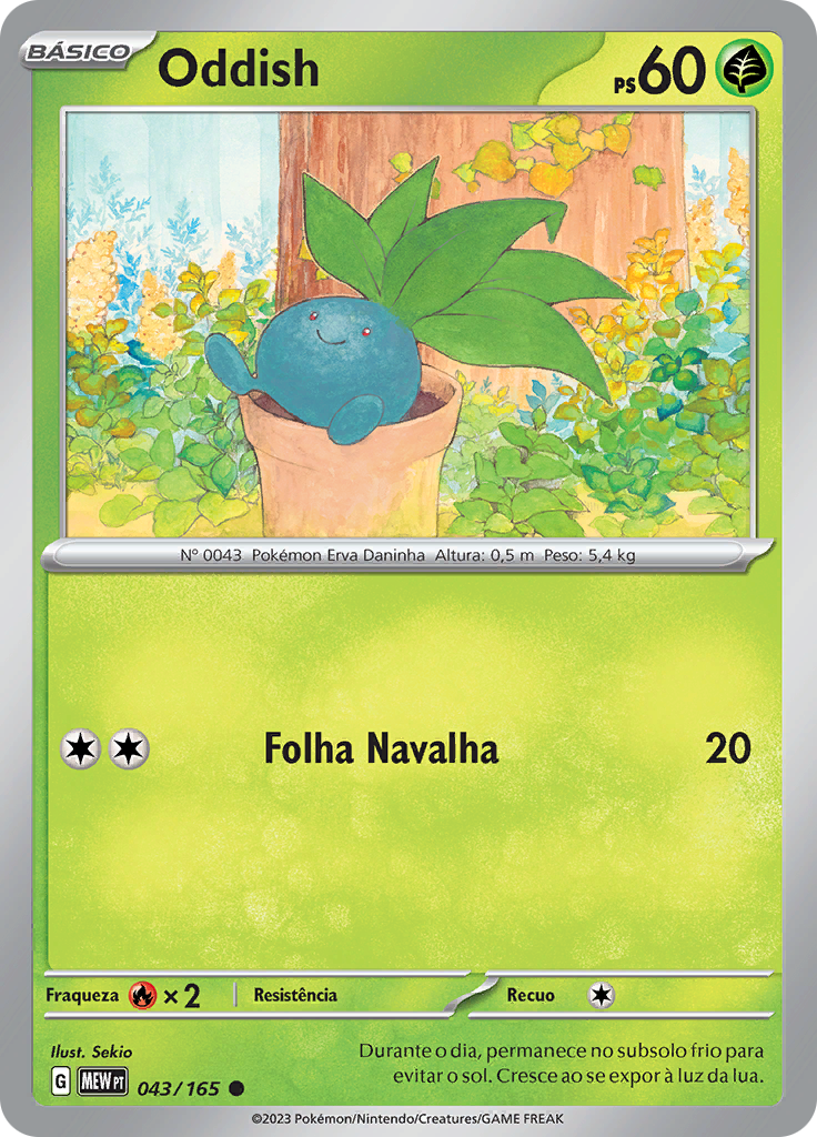 Oddish 043 — 151 (Portuguese Pokémon TCG card)