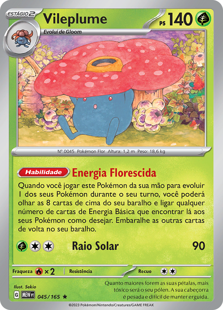 Vileplume 045 — 151 (Portuguese Pokémon TCG card)
