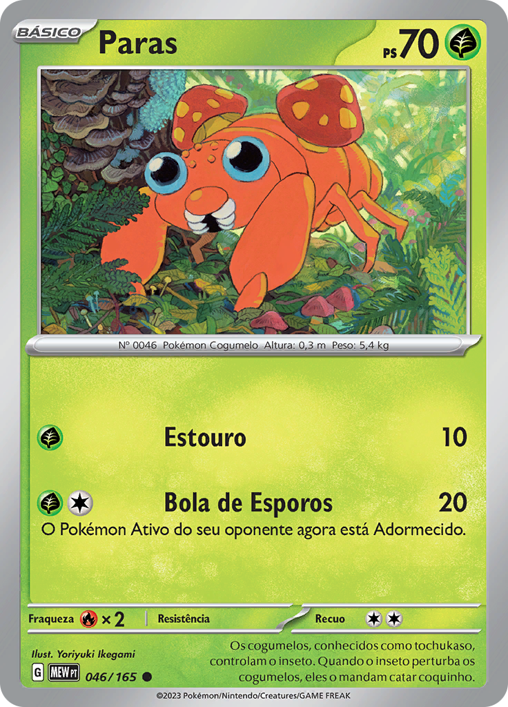Paras 046 — 151 (Portuguese Pokémon TCG card)