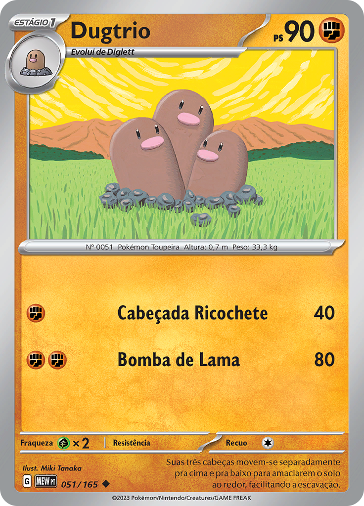 Dugtrio 051 — 151 (Portuguese Pokémon TCG card)
