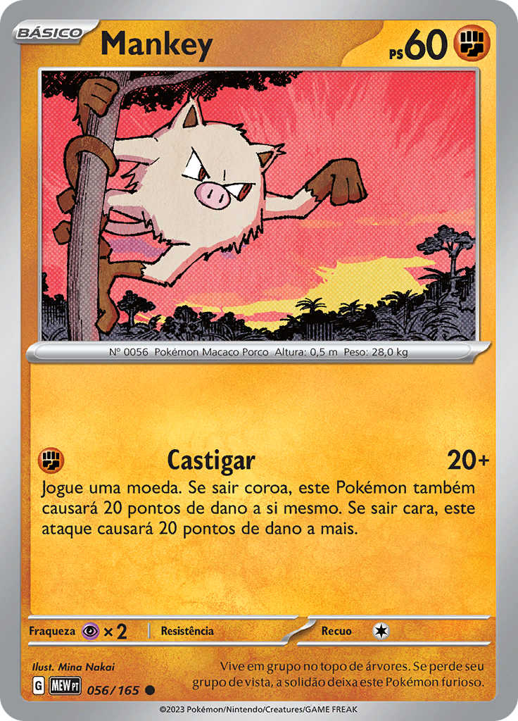 Mankey 056 — 151 (Portuguese Pokémon TCG card)