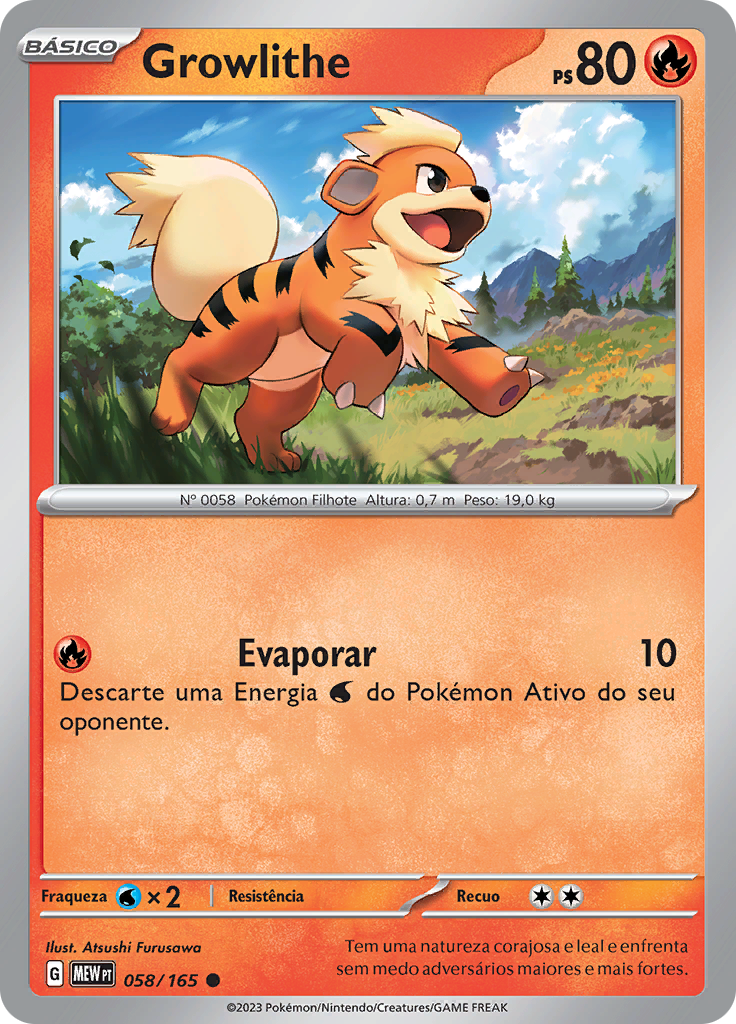 Growlithe 058 — 151 (Portuguese Pokémon TCG card)