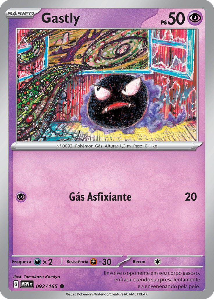 Gastly 092 — 151 (Portuguese Pokémon TCG card)