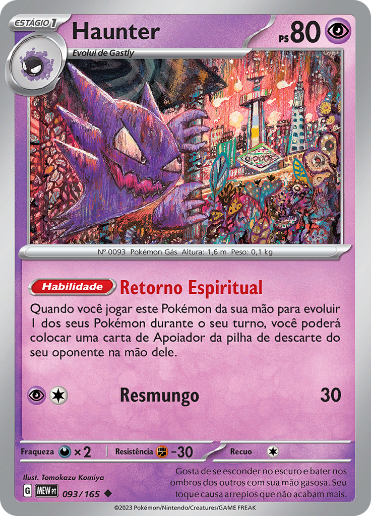 Haunter 093 — 151 (Portuguese Pokémon TCG card)