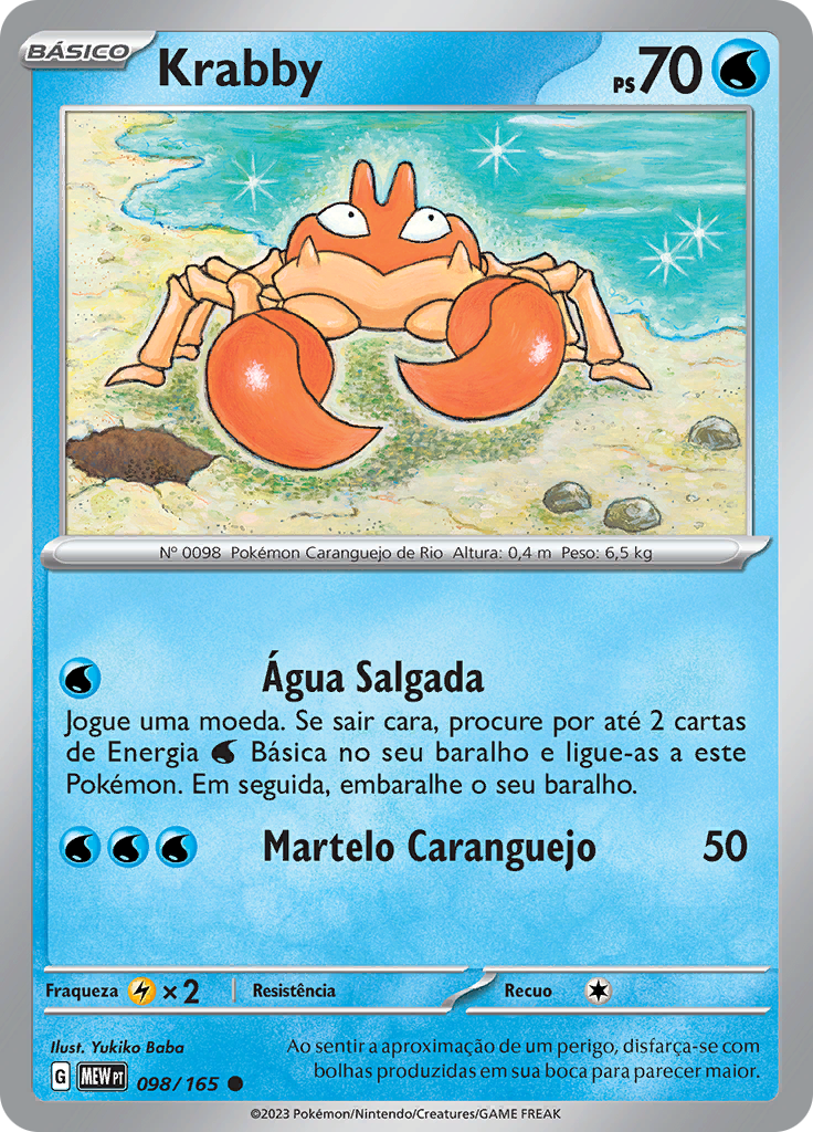 Krabby 098 — 151 (Portuguese Pokémon TCG card)
