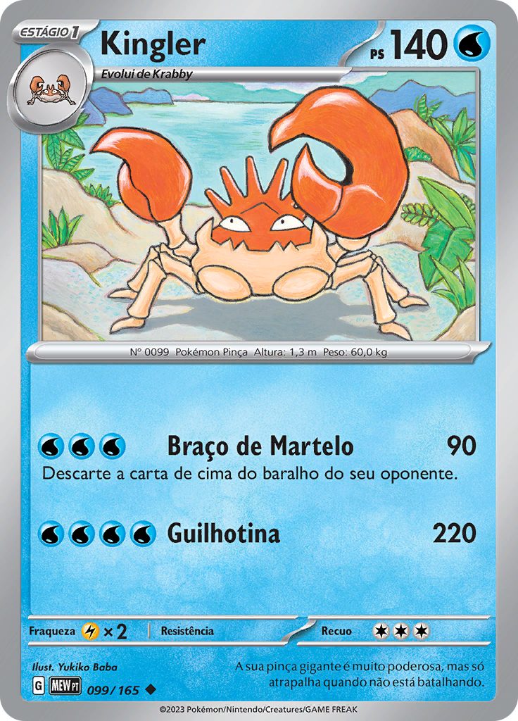 Kingler 099 — 151 (Portuguese Pokémon TCG card)