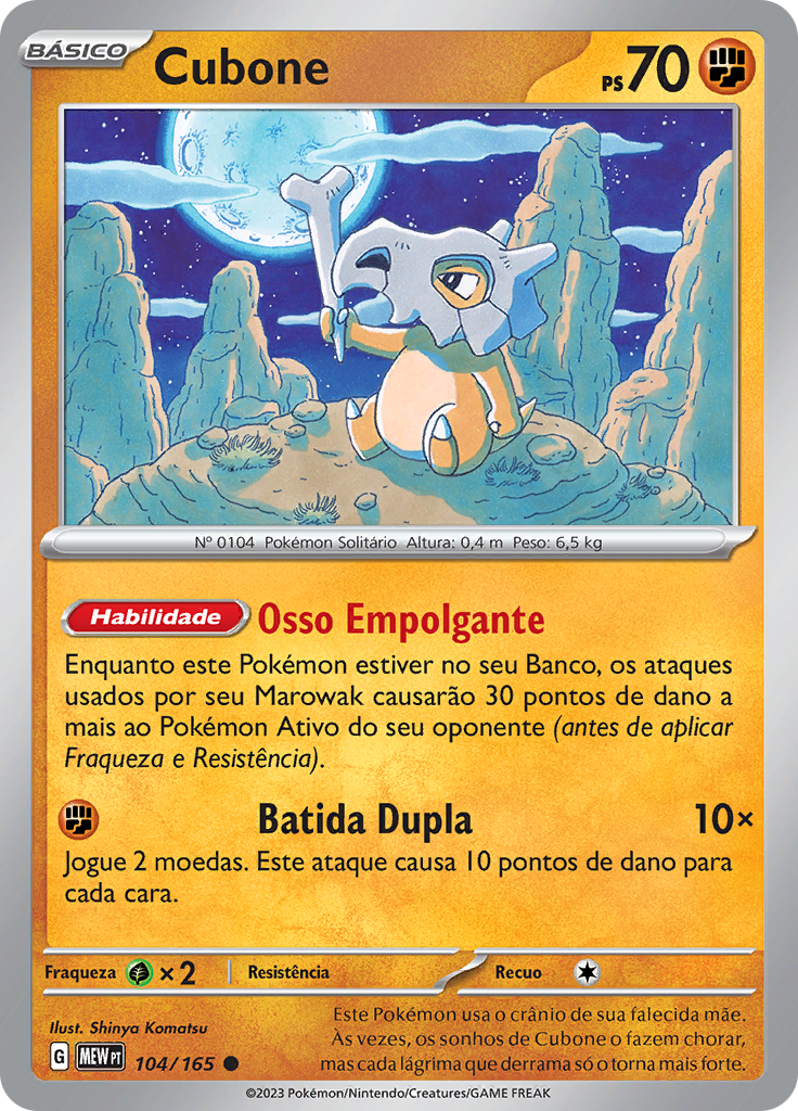 Cubone 104 — 151 (Portuguese Pokémon TCG card)