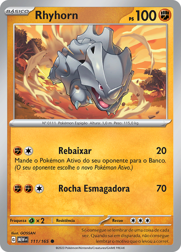 Rhyhorn 111 — 151 (Portuguese Pokémon TCG card)