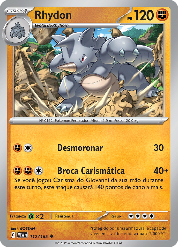 Rhydon 112 — 151 (Portuguese Pokémon TCG card)