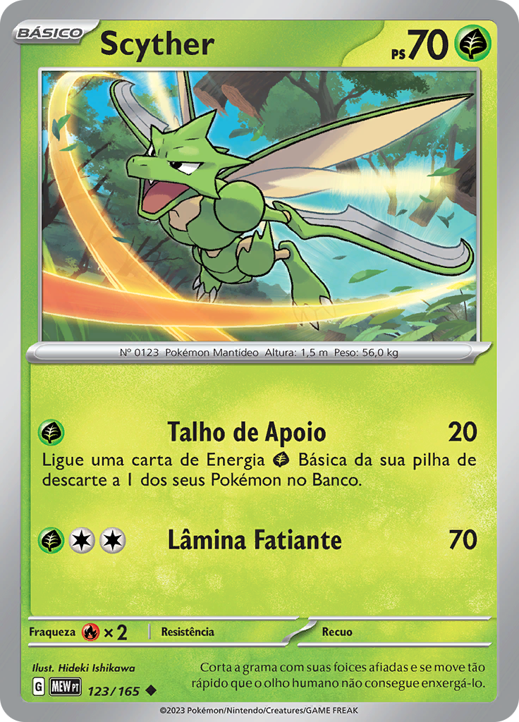 Scyther 123 — 151 (Portuguese Pokémon TCG card)