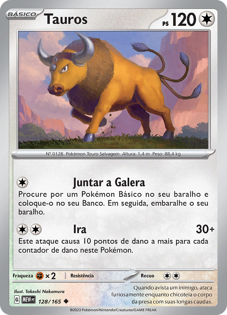 Tauros 128 — 151 (Portuguese Pokémon TCG card)