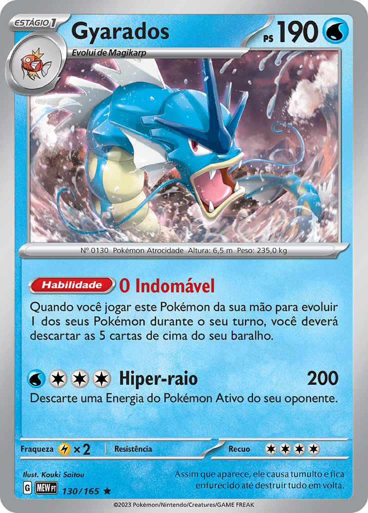 Gyarados 130 — 151 (Portuguese Pokémon TCG card)