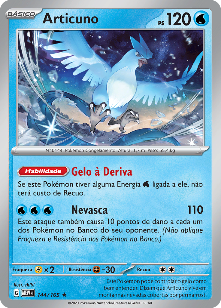 Articuno 144 — 151 (Portuguese Pokémon TCG card)