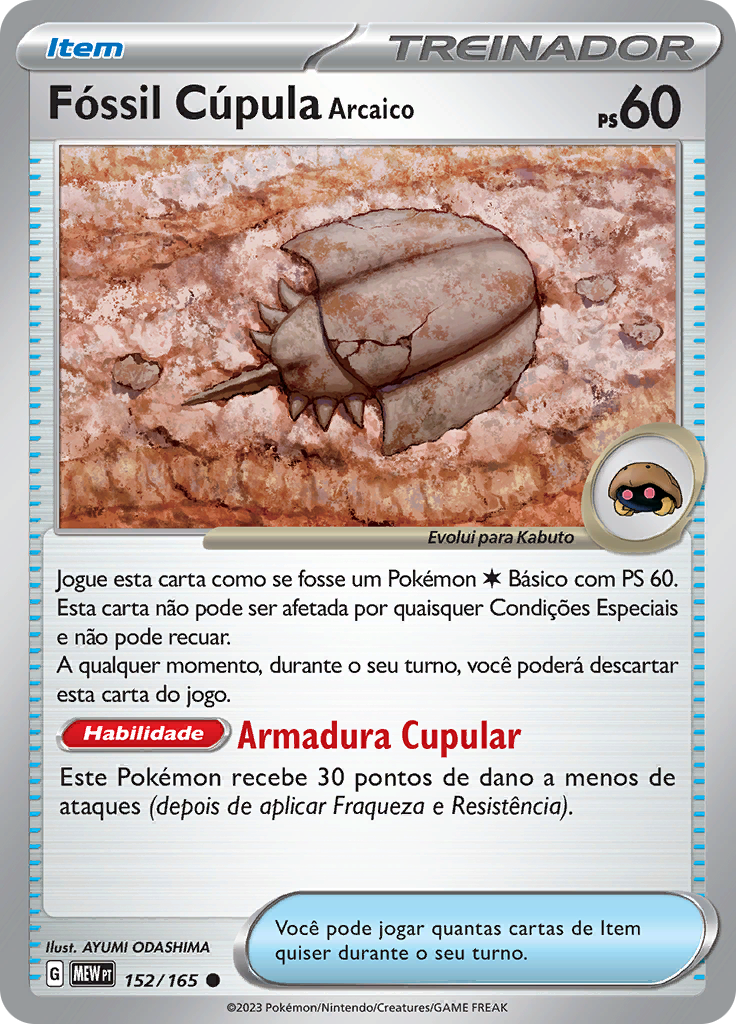 Fóssil Cúpula Arcaico 152 — 151 (Portuguese Pokémon TCG card)