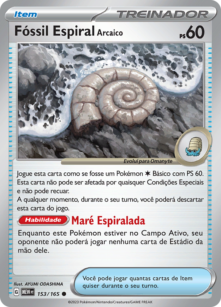 Fóssil Espiral Arcaico 153 — 151 (Portuguese Pokémon TCG card)