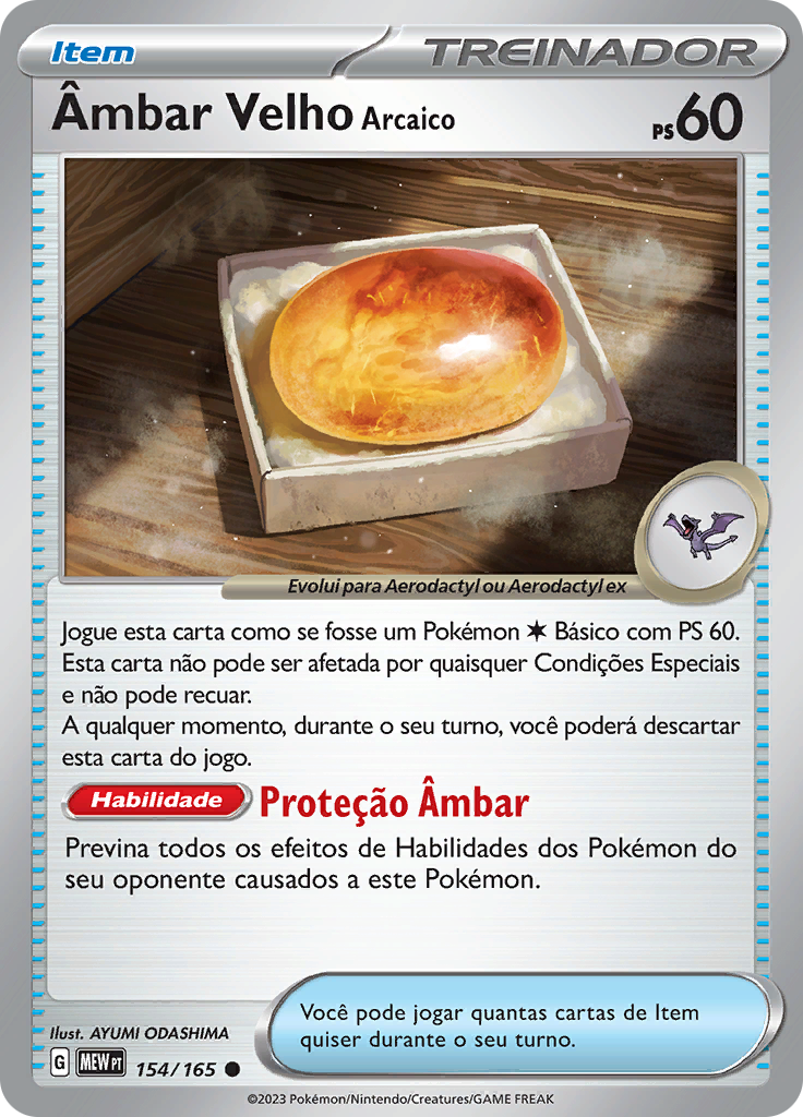Âmbar Velho Arcaico 154 — 151 (Portuguese Pokémon TCG card)