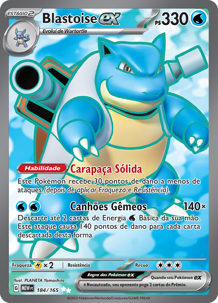 Blastoise ex 184 — 151 (Portuguese Pokémon TCG card)